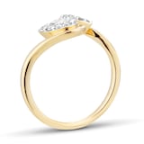 Goldsmiths 9ct Yellow Gold 0.25cttw Double Pear Cluster Diamond Wave Ring