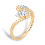 Goldsmiths 9ct Yellow Gold 0.25cttw Double Pear Cluster Diamond Wave Ring