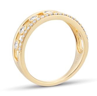 Goldsmiths 9ct Yellow Gold 0.15cttw Diamond Double Row Station Ring Goldsmiths 9ct Yellow Gold 0.15cttw Diamond Double Row Station Ring