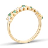 Goldsmiths 9ct Yellow Gold Diamond and Emerald Leaf Ring