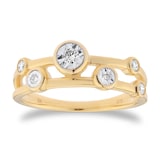Goldsmiths 9ct Yellow Gold 0.21cttw Diamond Illusion Bezel Ring