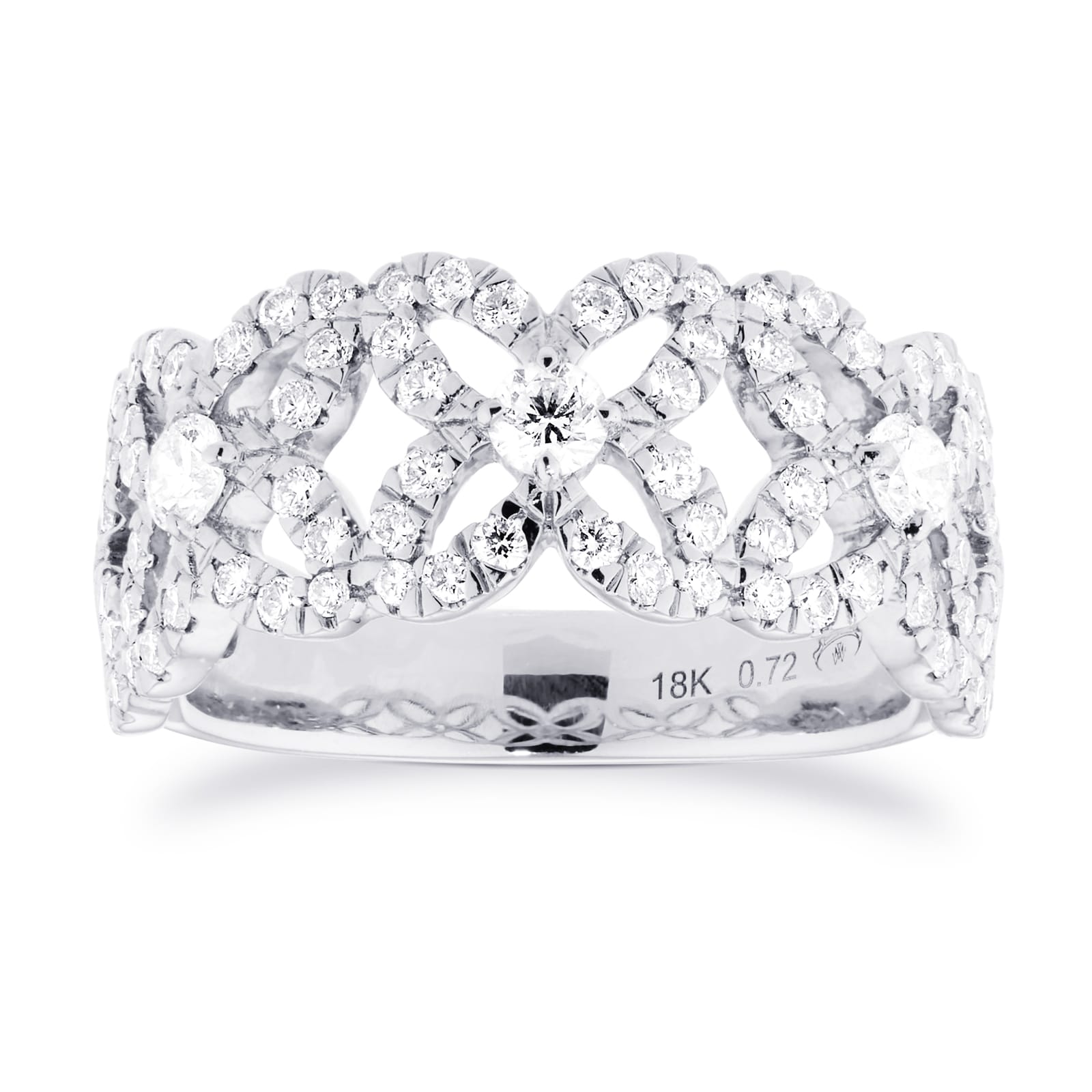 Mappin & Webb 18ct White Gold 0.72cttw Diamond Floral Ring