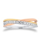 Goldsmiths 9ct Tri-Gold 0.15cttw Diamond 5.4mm Wave Ring
