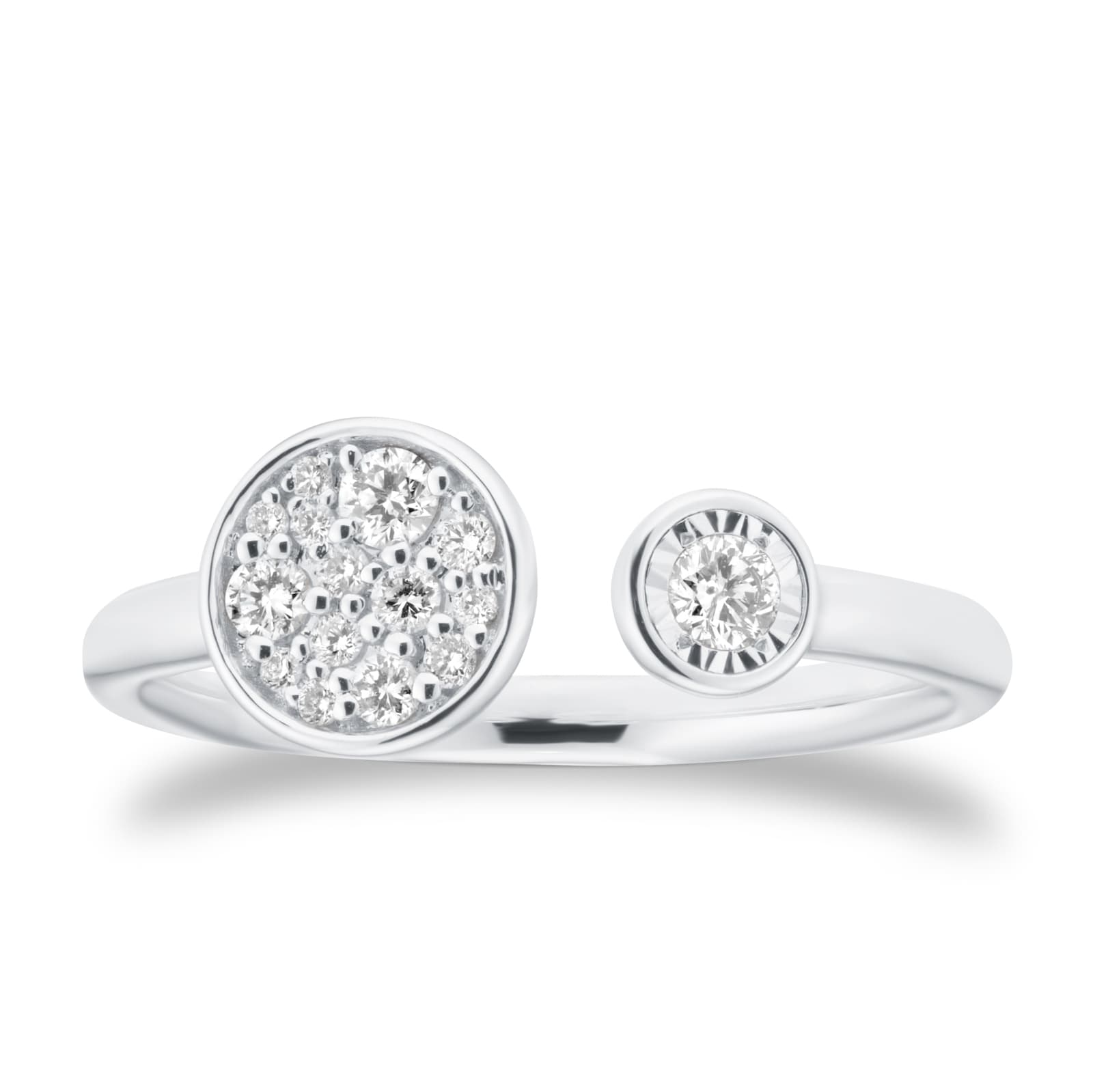 Goldsmiths 9ct White Gold 0.20cttw Diamond Cluster Open Ring Goldsmiths 9ct White Gold 0.20cttw Diamond Cluster Open Ring