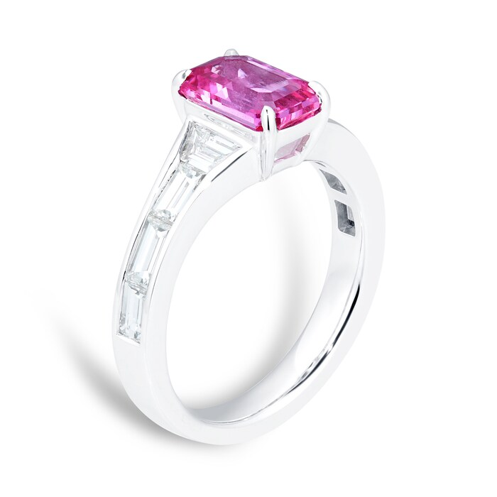 Mappin & Webb 18ct White Gold Pink Sapphire & 1.14cttw Diamond Ring