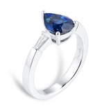 Mappin & Webb 18ct White Gold Pear Cut 2.37ct Sapphire & 0.21ct Diamond Ring
