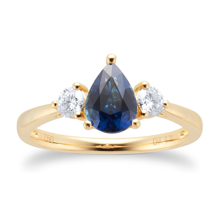 Goldsmiths 18ct Yellow Gold 0.31cttw Diamond & Sapphire Engagement Ring