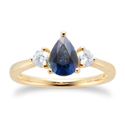 06080064 - 18ct Yellow Gold 0.31cttw Diamond & Sapphire Engagement Ring