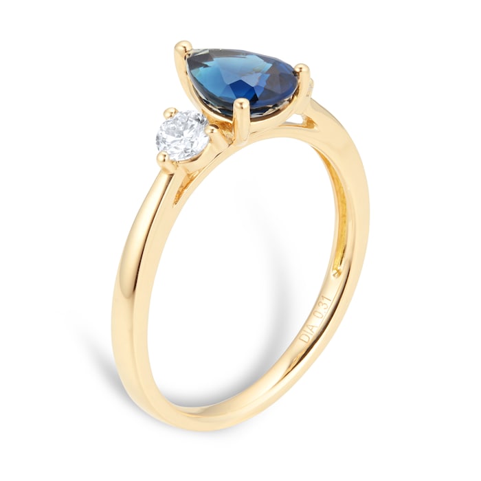 Goldsmiths 18ct Yellow Gold 0.31cttw Diamond & Sapphire Engagement Ring