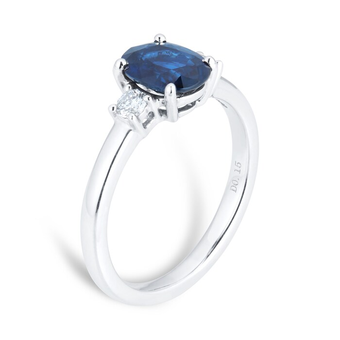 Mappin & Webb Carrington Platinum Oval Cut Sapphire & Diamond Ring