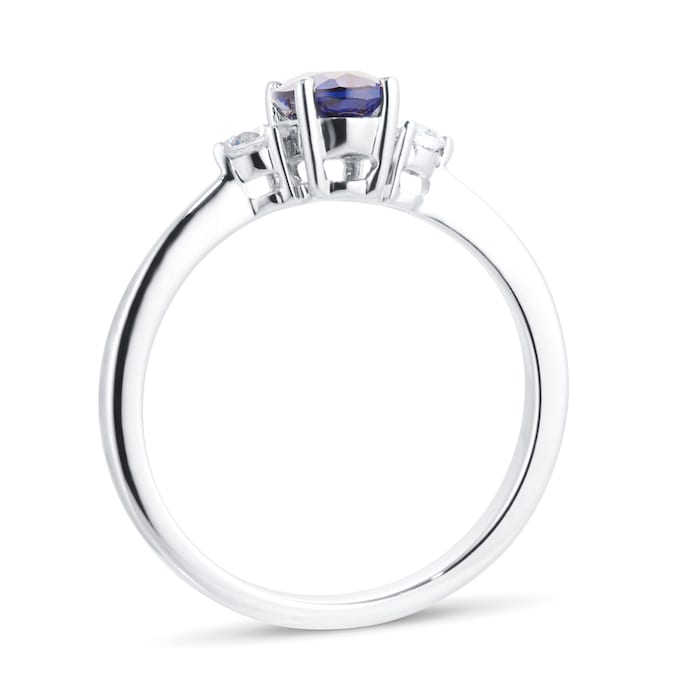 Goldsmiths Platinum 0.15ct Diamond & Sapphire 3 Stone Engagement Ring