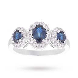 06100130 - 18 Carat White Gold Sapphire And Diamond Three Stone Ring