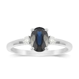 Goldsmiths 9ct White Gold Sapphire & Diamond 3 Stone Ring
