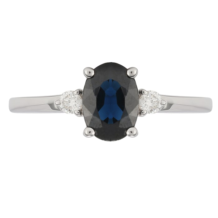Goldsmiths 9ct White Gold Sapphire & Diamond 3 Stone Ring