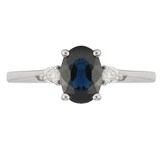 Goldsmiths 9ct White Gold Sapphire & Diamond 3 Stone Ring
