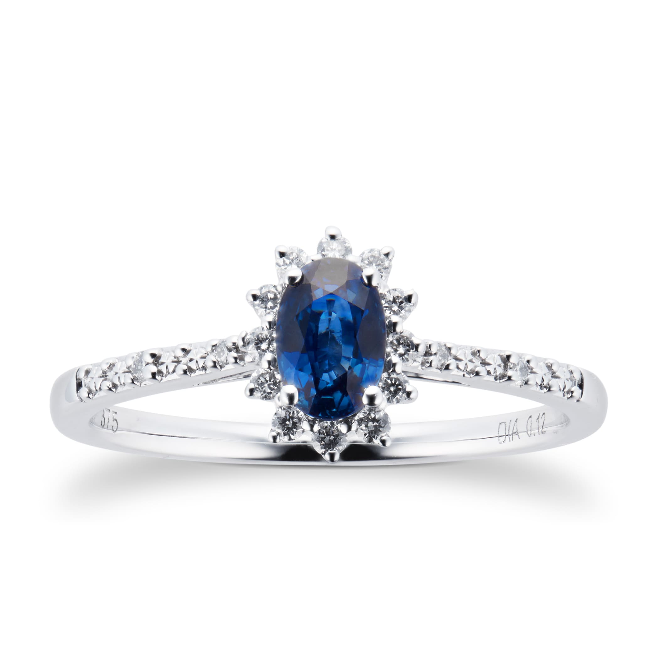 Goldsmiths Sapphire and 0.12ct Diamond Ring in 9ct White Gold Goldsmiths Sapphire and 0.12ct Diamond Ring in 9ct White Gold