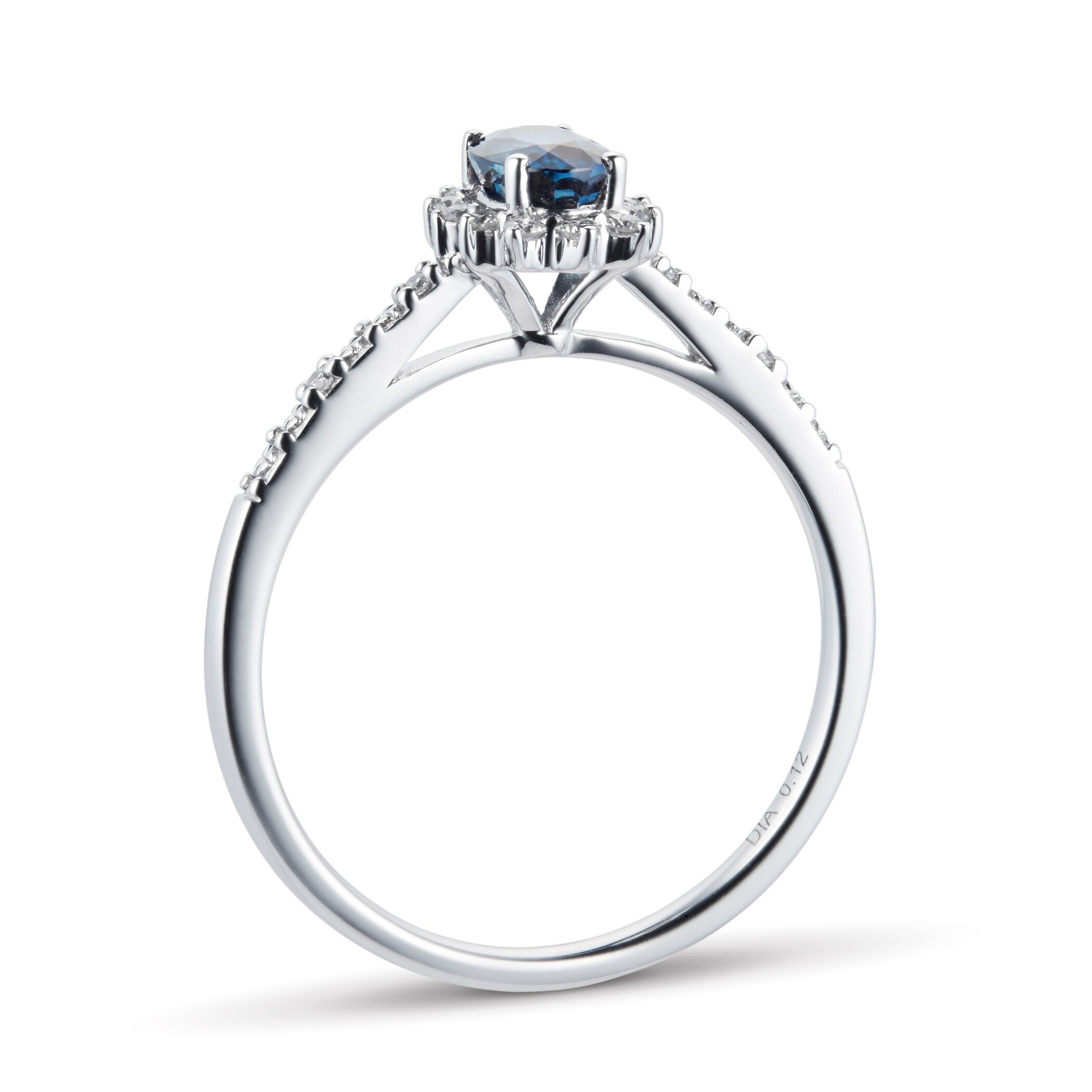 Goldsmiths Sapphire and 0.12ct Diamond Ring in 9ct White Gold Goldsmiths Sapphire and 0.12ct Diamond Ring in 9ct White Gold