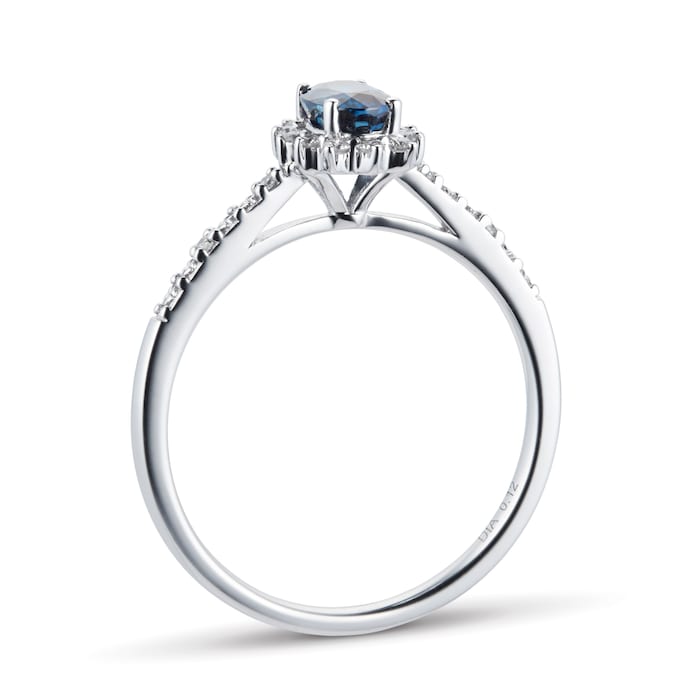 Goldsmiths Sapphire and 0.12ct Diamond Ring in 9ct White Gold
