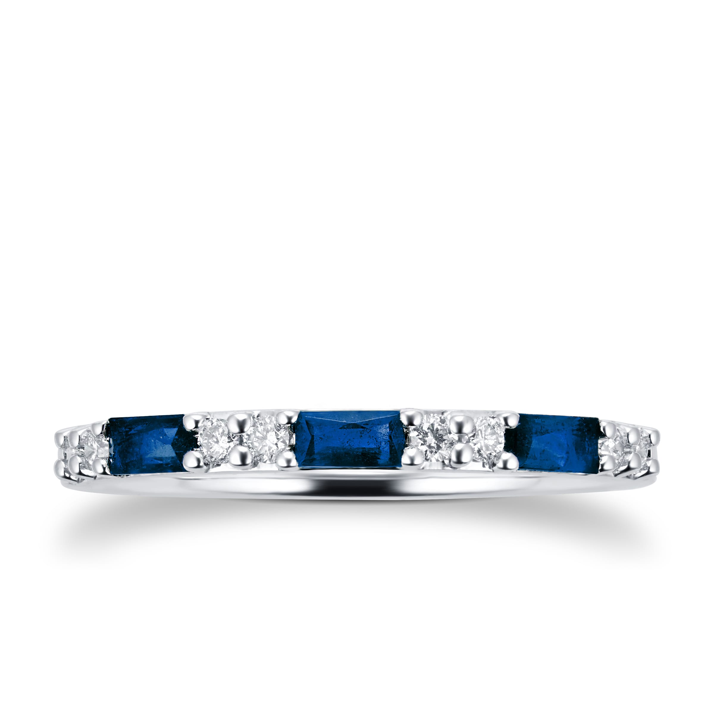 9ct White Gold Baguette Cut Sapphire & Diamond Eternity Ring