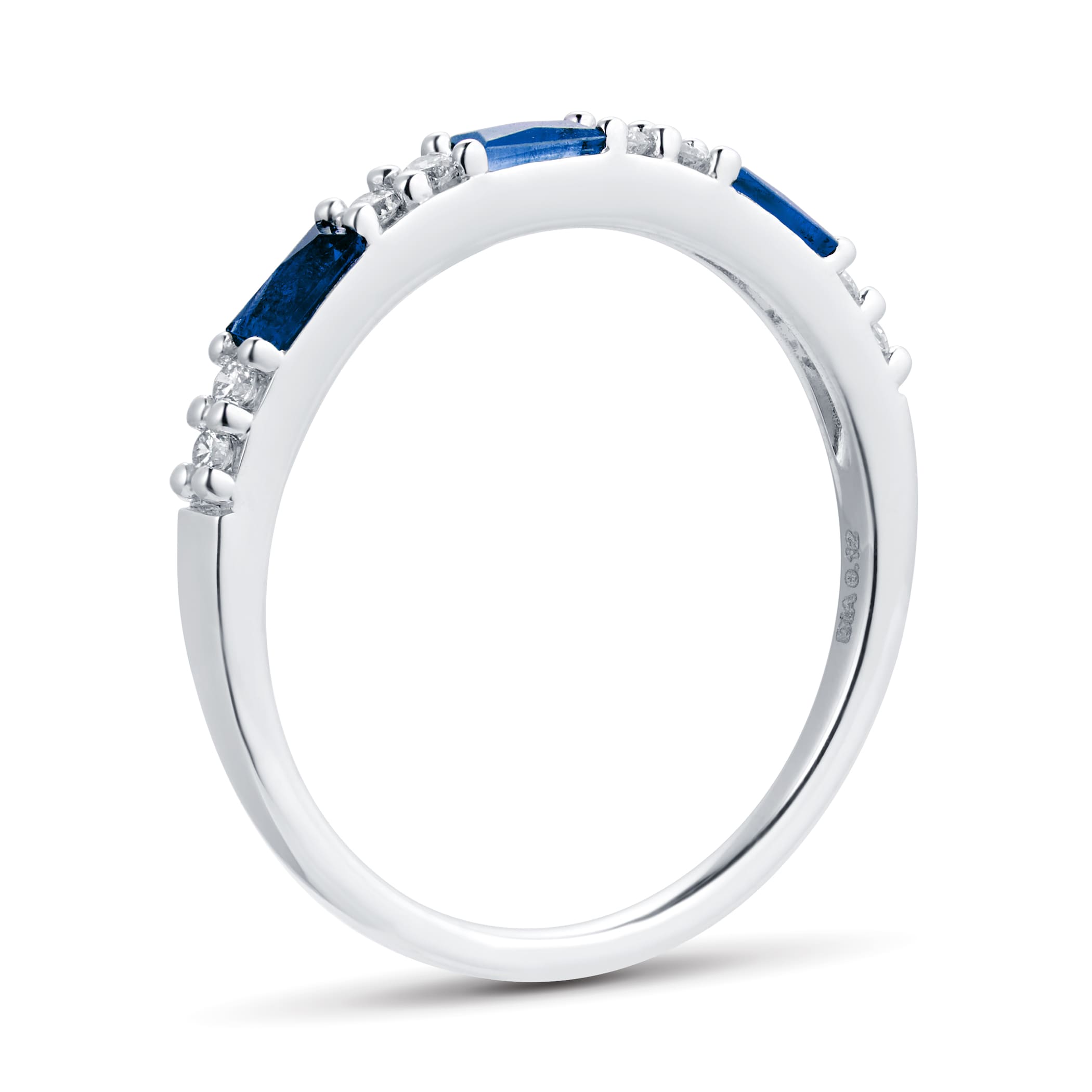 Goldsmiths 9ct White Gold Baguette Cut Sapphire & Diamond Eternity Ring - Ring Size N Goldsmiths 9ct White Gold Baguette Cut Sapphire & Diamond Eternity Ring - Ring Size N