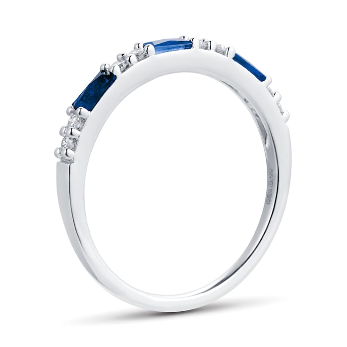 Goldsmiths 9ct White Gold Baguette Cut Sapphire & Diamond Eternity Ring - Ring Size O