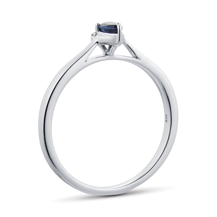 Goldsmiths 9ct White Gold Pear Cut Sapphire & Diamond Ring