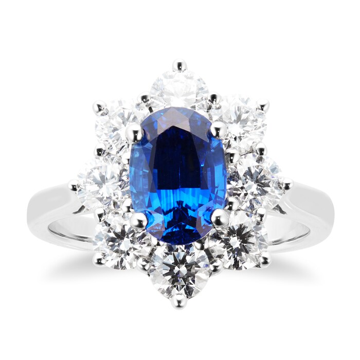 Mappin & Webb Platinum 1.92ct Diamond & 1.10ct Sapphire Ring - Ring Size M