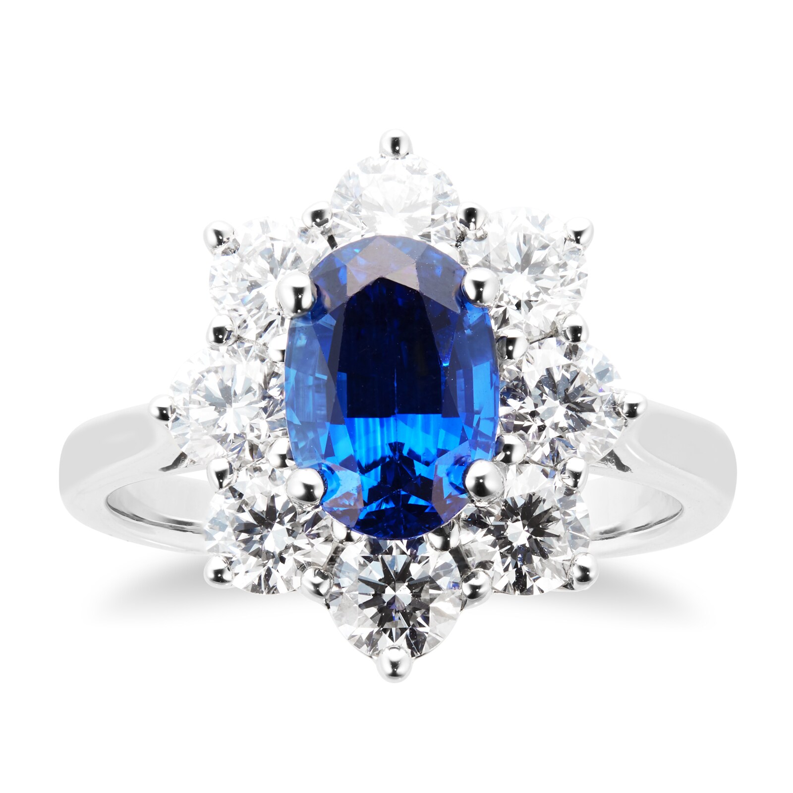 Platinum 1.92ct Diamond & 1.10ct Sapphire Ring - Ring Size M