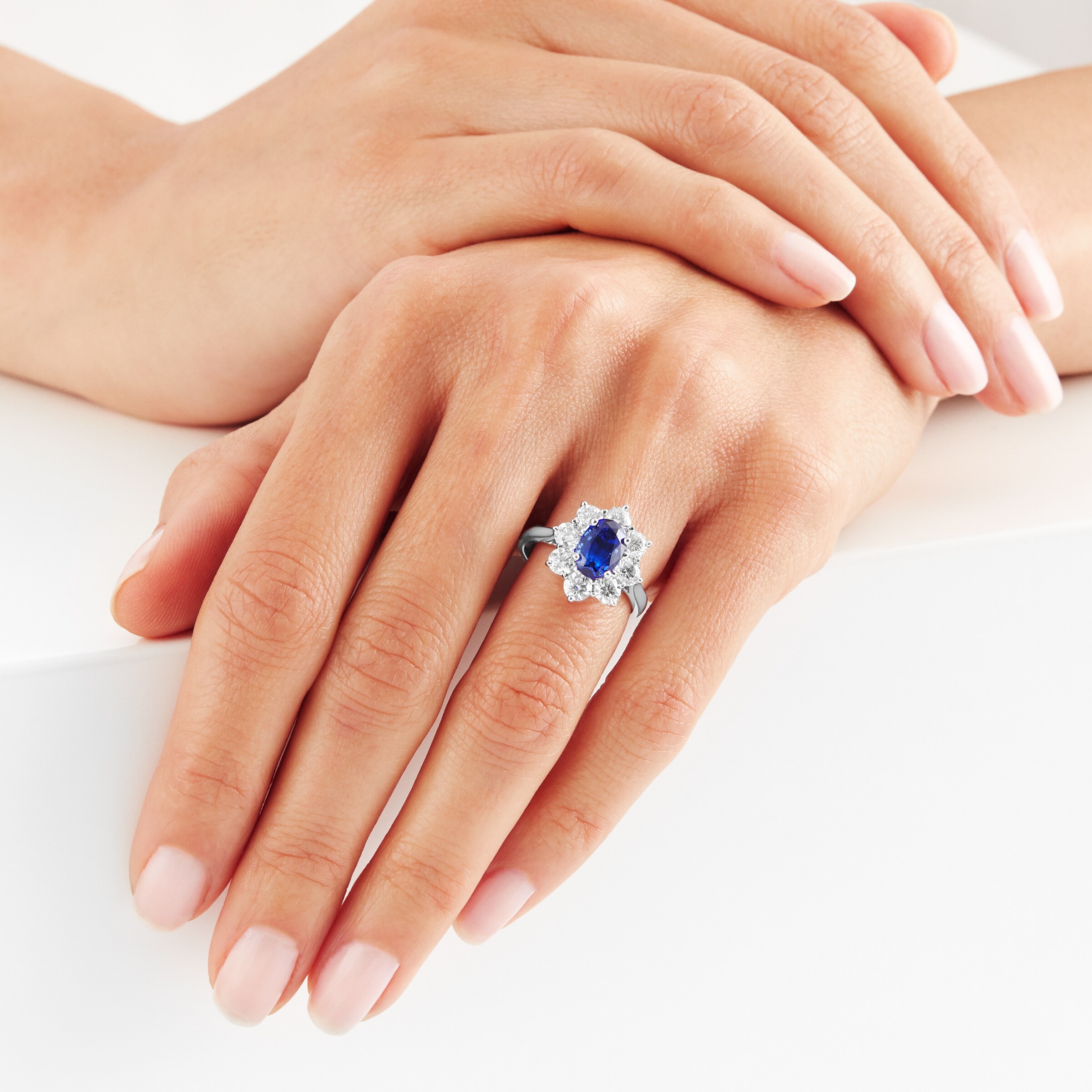 Mappin & Webb Platinum 1.92ct Diamond & 1.10ct Sapphire Ring - Ring Size M