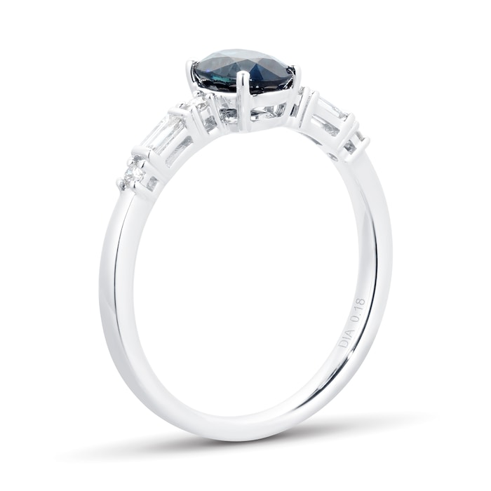 Goldsmiths 18ct White Gold Sapphire & 0.18cttw Diamond Oval Cut Ring ...