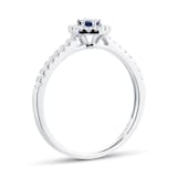 Goldsmiths 9ct White Gold Sapphire & 0.15cttw Diamond Hexagon Ring
