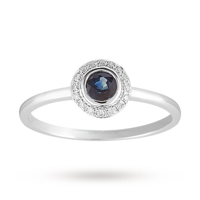 Goldsmiths Brilliant Cut Sapphire Ring In 9 Carat White Gold