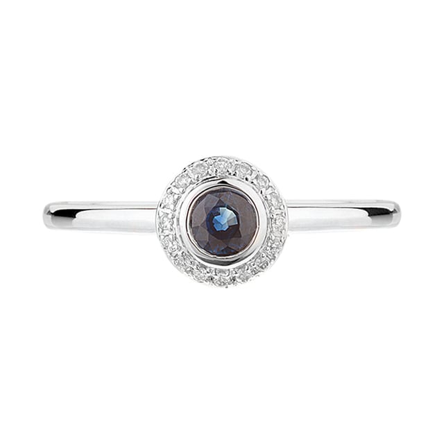 Goldsmiths Brilliant Cut Sapphire Ring In 9 Carat White Gold