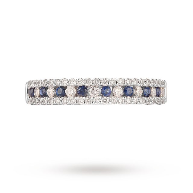 Goldsmiths 9ct White Gold Sapphire And 0.37cttw Diamond Dress Ring