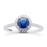 Mappin & Webb Carrington 18ct White Gold 6mm Sapphire And 0.30cttw Diamond Ring - Ring Size M