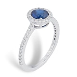 Mappin & Webb Carrington 18ct White Gold 6mm Sapphire And 0.30cttw Diamond Ring