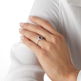 Mappin & Webb Platinum 1.00ct Pear Cut Sapphire & 0.36cttw Diamond Halo Engagement Ring
