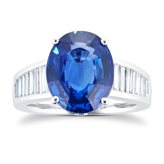 Mappin & Webb 18ct White Gold 0.95ct Diamond & 6.75ct Oval Sapphire Ring