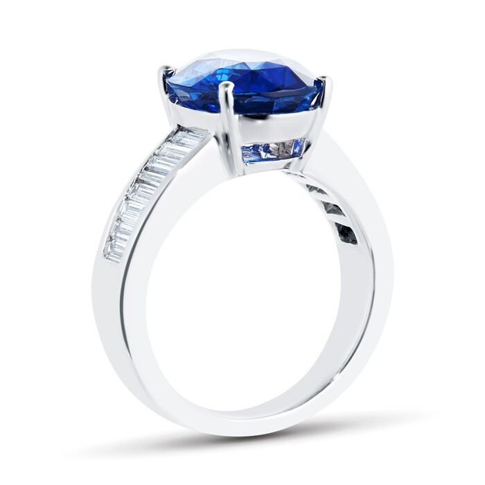 Mappin & Webb 18ct White Gold 0.95ct Diamond & 6.75ct Oval Sapphire Ring - Ring Size M.5