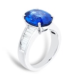 Mappin & Webb 18ct White Gold 0.95ct Diamond & 6.75ct Oval Sapphire Ring - Ring Size M.5