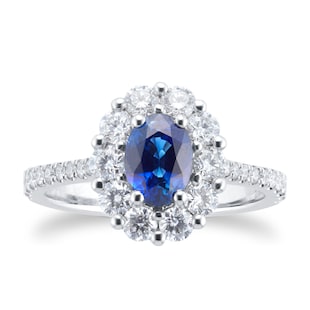 Mappin & Webb 18ct White Gold 0.82ct Diamond & 1.05ct Sapphire Ring