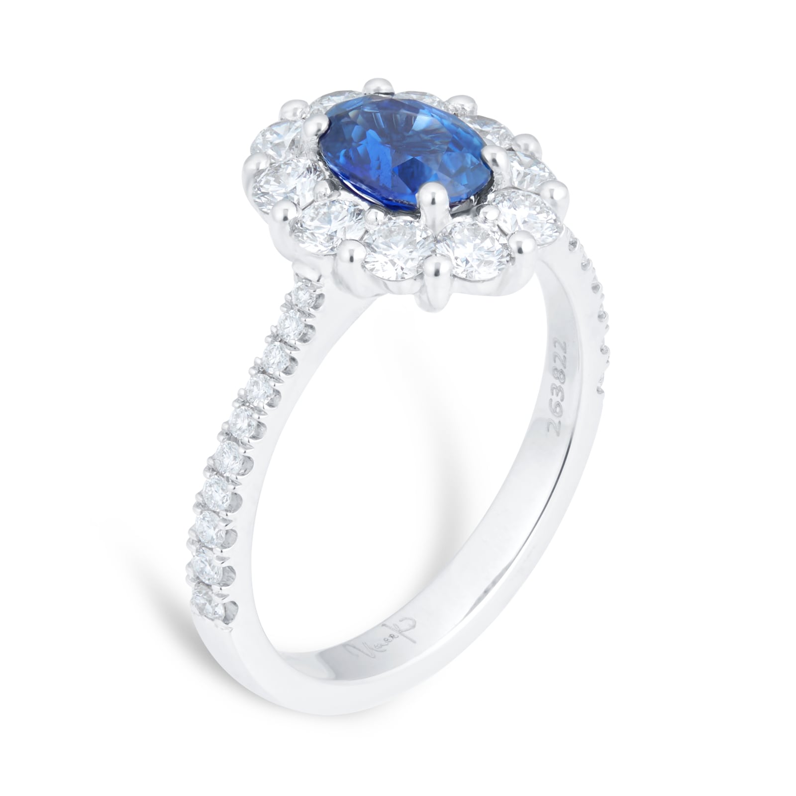 Mappin & Webb 18ct White Gold 0.82ct Diamond & 1.05ct Sapphire Ring Mappin & Webb 18ct White Gold 0.82ct Diamond & 1.05ct Sapphire Ring