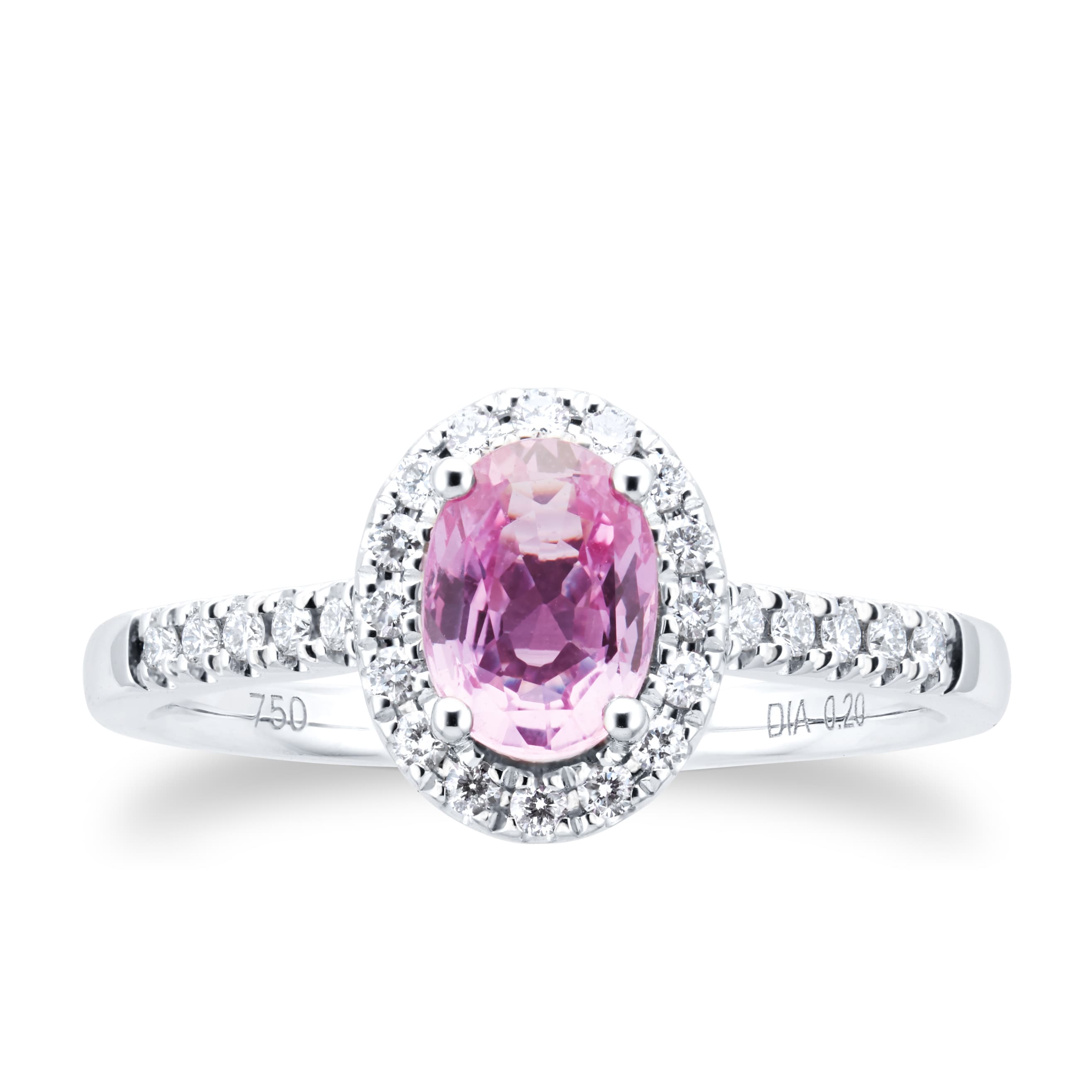 18ct White Gold Pink Sapphire & Diamond Engagement Ring