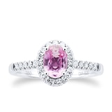 Goldsmiths 18ct White Gold Pink Sapphire & Diamond Engagement Ring