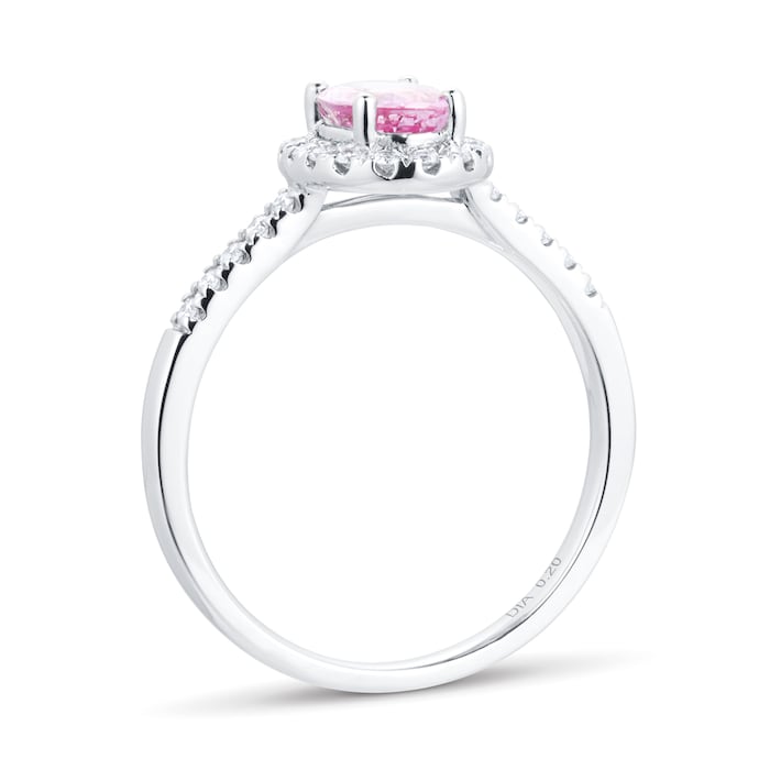 Goldsmiths 18ct White Gold Pink Sapphire & Diamond Engagement Ring