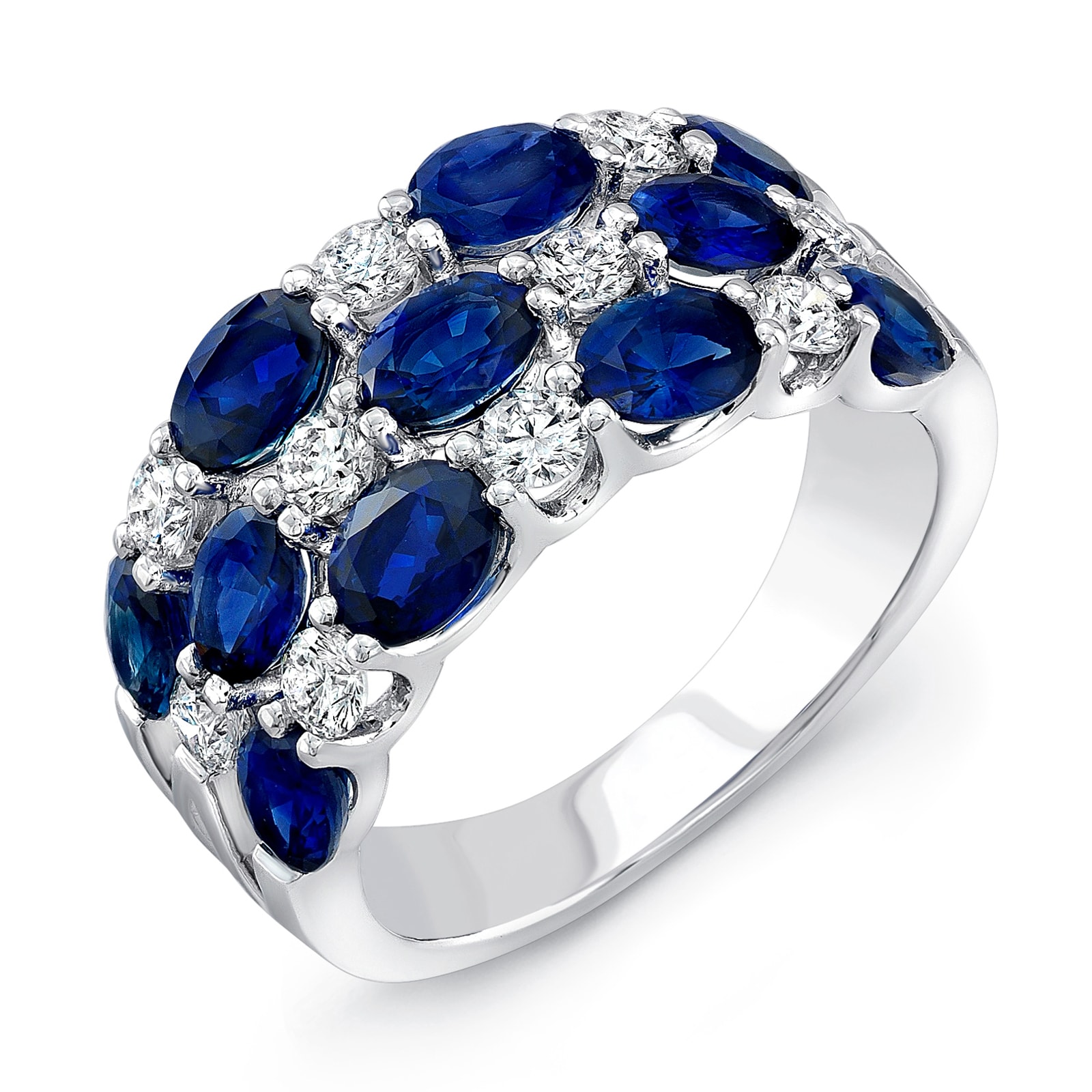 Mappin & Webb 18ct White Gold 3.32cttw Oval Cut Sapphire & 0.53cttw Diamond Ring Mappin & Webb 18ct White Gold 3.32cttw Oval Cut Sapphire & 0.53cttw Diamond Ring