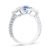 Mappin & Webb 18ct White Gold 1.62cttw Diamond & 3.34cttw Cushion Cut Sapphire Halo Ring