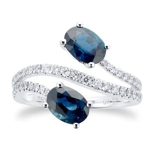 Goldsmiths 18ct White Gold 0.34ct Sapphire & Diamond Oval Toi Et Moi Ring