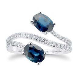 06110317 - 18ct White Gold 0.34ct Sapphire & Diamond Oval Toi Et Moi Ring