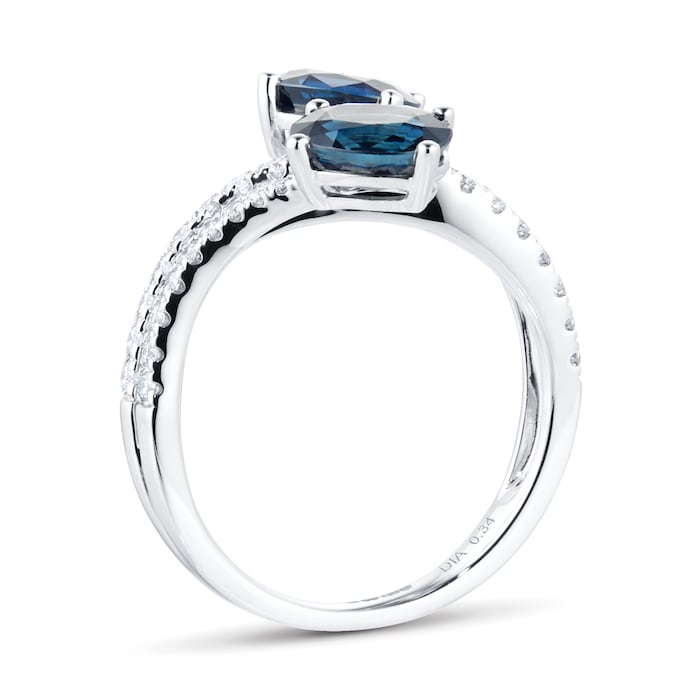 Goldsmiths 18ct White Gold 0.34ct Sapphire & Diamond Oval Toi Et Moi Ring